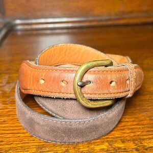 ORVIS Suede and Leather Men's Belt Solid brass Buckle Made in USA Size 38